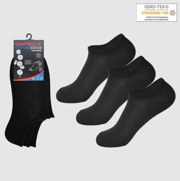 GIANVAGLIA® 12 paar Deluxe Baumwoll Sneaker Socken Unisex schwarz ode, 9,99  € | Füßlinge