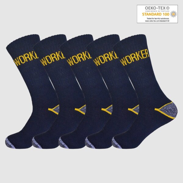 10 Paar Arbeitssocken Socken Baumwolle WORKER Socks  43-46 Marineblau