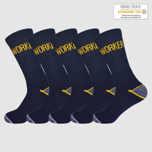 5 Paar Arbeitssocken Socken Baumwolle WORKER Socks  39-42 Marineblau