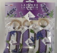 3er-Set Lavendel- und Lavandin-Ringbeutel mit Lavendelstoff aus Frankreich - Provence