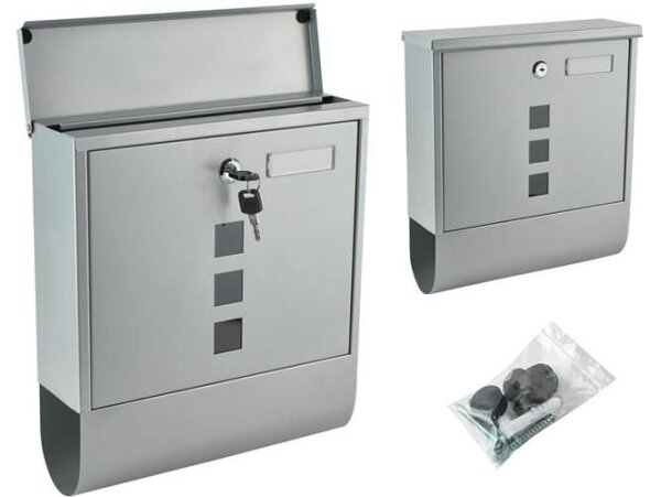 Briefkasten Wandbriefkasten Postkasten mit Schlüssel - Silber
