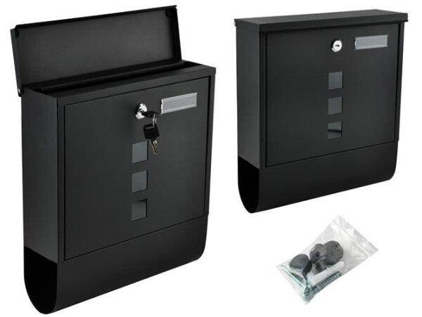 Briefkasten Wandbriefkasten Postkasten mit Schlüssel schwarz
