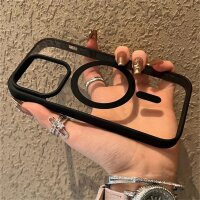 MagSafe Hülle für Apple iPhone 15 plus schwarz transparent