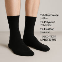 12 Paar Unisex Baumwolle Business Socken Schwarz Grösse 43-46