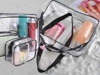 Transparente Kosmetiktasche f&uuml;r die Reise 3 in1 Flugzeug Organizer