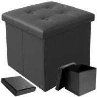 Sitzpouf mit Stauraum grau, faltbarer Würfel,...