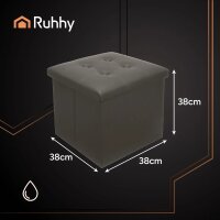 Sitzpouf mit Stauraum grau, faltbarer Würfel, praktisches Design und Ordnung in einem