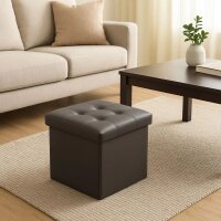 Sitzpouf mit Stauraum grau, faltbarer Würfel, praktisches Design und Ordnung in einem