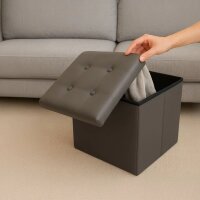 Sitzpouf mit Stauraum grau, faltbarer Würfel, praktisches Design und Ordnung in einem