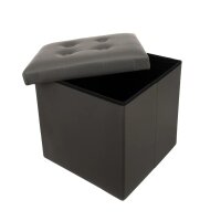Sitzpouf mit Stauraum grau, faltbarer Würfel, praktisches Design und Ordnung in einem