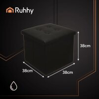 Sitzpouf mit Stauraum schwarz, faltbarer Würfel, praktisches Design und Ordnung in einem