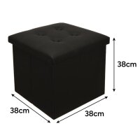 Sitzpouf mit Stauraum schwarz, faltbarer Würfel, praktisches Design und Ordnung in einem