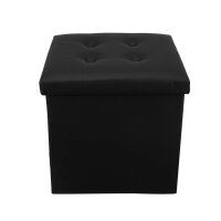 Sitzpouf mit Stauraum schwarz, faltbarer Würfel, praktisches Design und Ordnung in einem