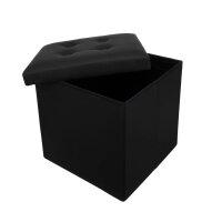 Sitzpouf mit Stauraum schwarz, faltbarer Würfel, praktisches Design und Ordnung in einem
