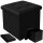 Sitzpouf mit Stauraum schwarz, faltbarer Würfel, praktisches Design und Ordnung in einem